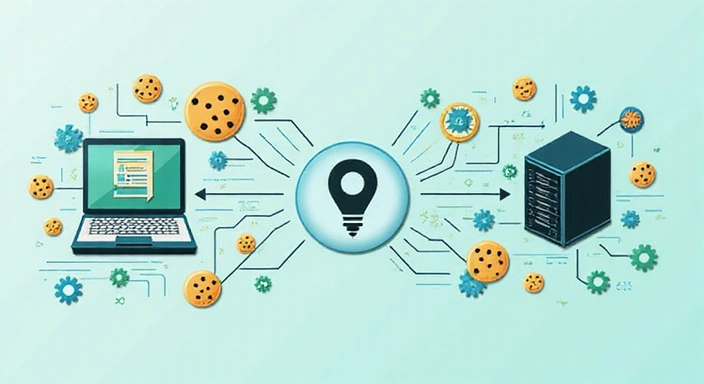 Illustration of digital cookies and data flow