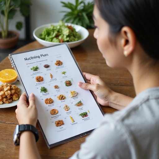A person reviewing a personalized meal plan with healthy ingredients